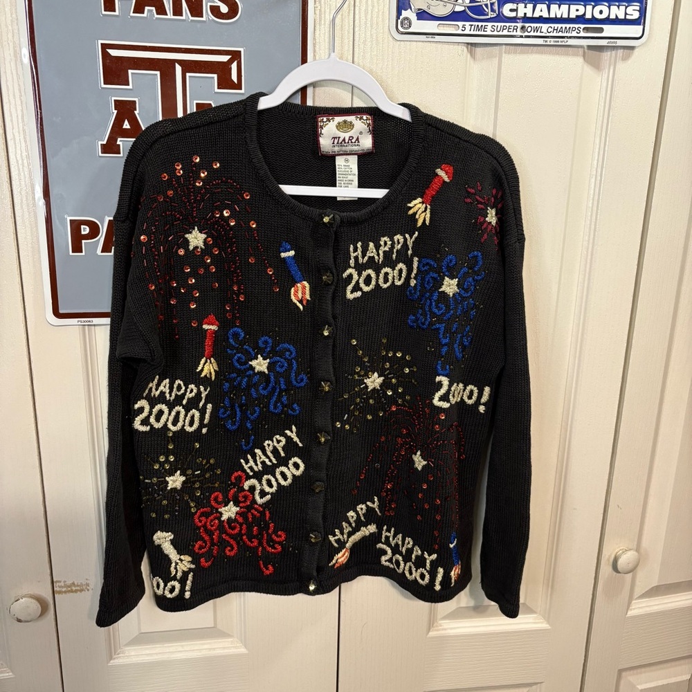 Tiara International Women’s Crop Happy 2000 Sweater